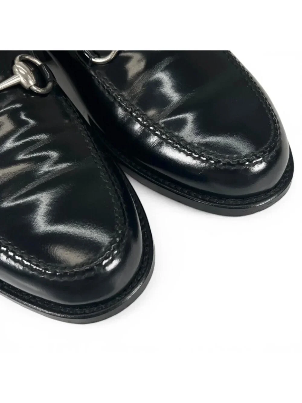 Gucci Horsebit Loafers Leather Shoes Black Silver